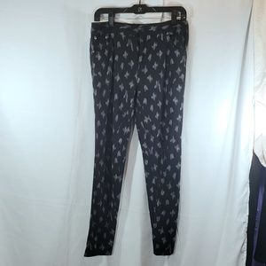 Cut 25 Black with Grey Designs Lined Pants with Pockets Size 8